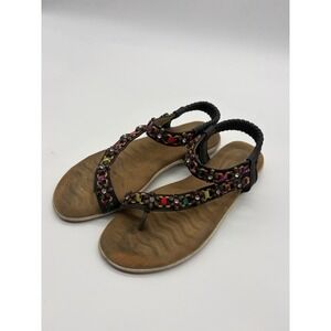 Patrizia Spring Step Beaded Thong Sandals Stretch Back Sz EU 40 / US 9 Boho